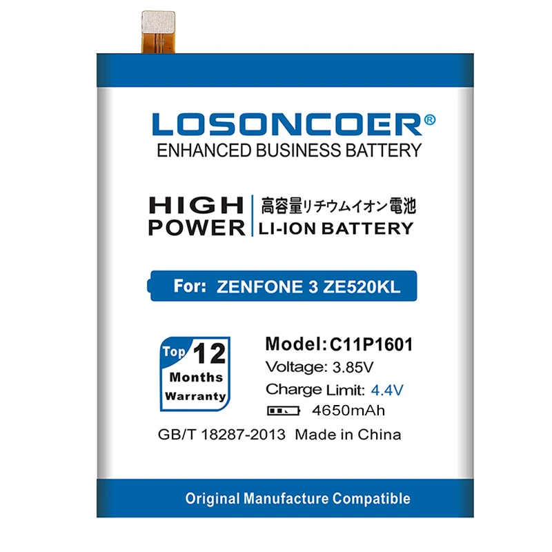 LOSONCOER 4650 мАч C11P1601 батарея для ASUS ZENFONE 3 батарея ZENFONE3 ZE520KL Z017DA Для ZenFone live ZB501KL A007 батареи