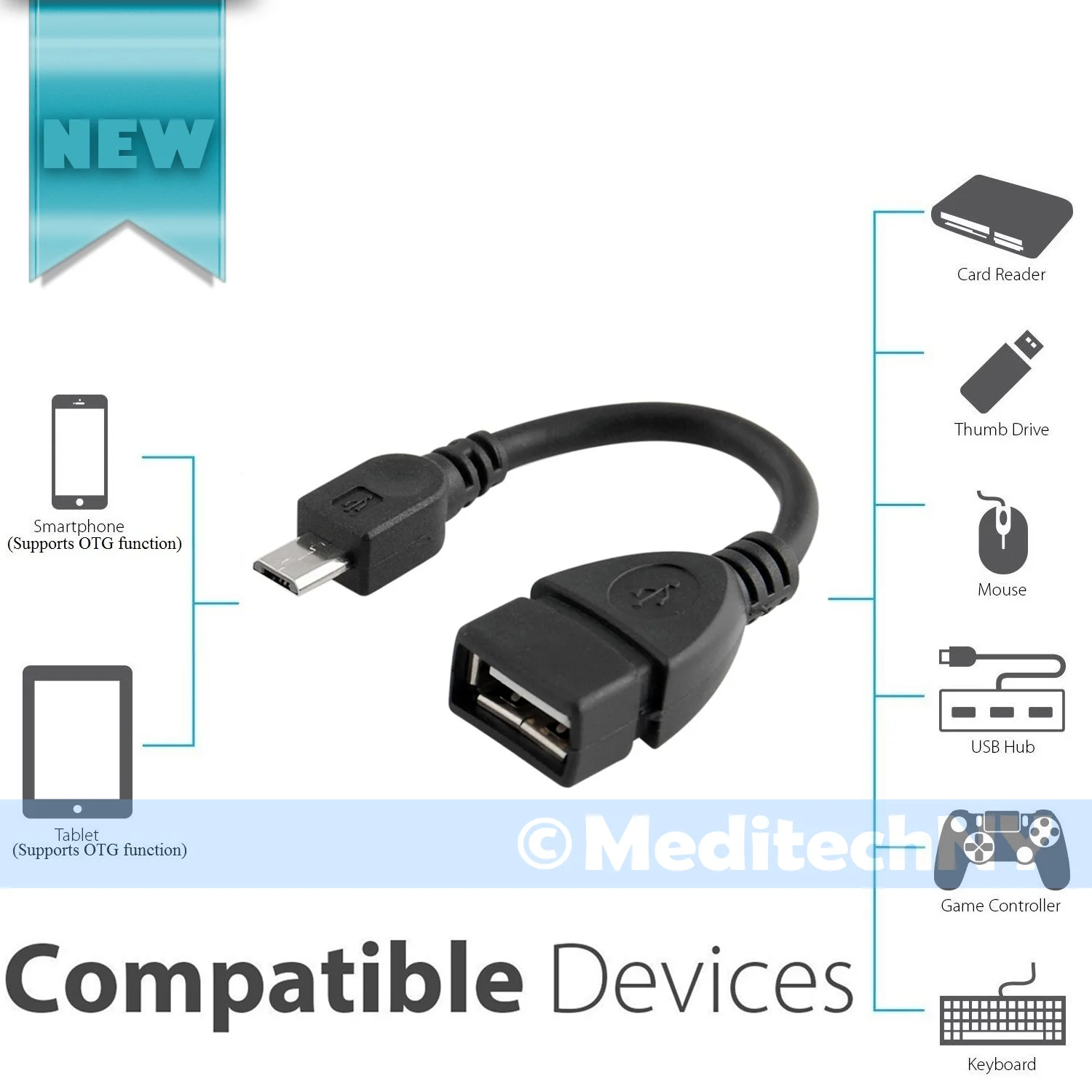 3x USB 2.0 A Female to Micro B Male Converter OTG Adapter Cable for Smart Phone Wholesale Drop Shipping |