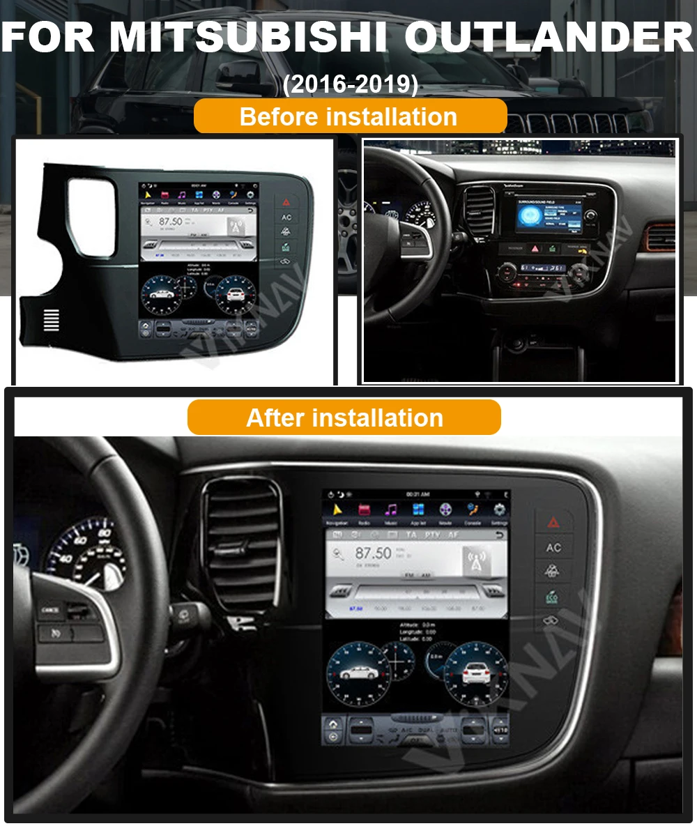 Система Android вертикальный экран автомобильный GPS навигация для-Mitsubishi OUTLANDER 2016-2019