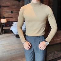 2021 brand clothing men keep warm in winter high quality knitting sweater male slim leisure to keep warm set head knit shirts