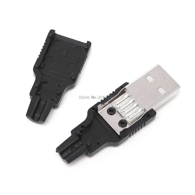 For 10 Sets DIY USB 2.0 Type A Male 4 Pin Plug Socket Connector w/Plastic Cover Promotion | Строительство и ремонт