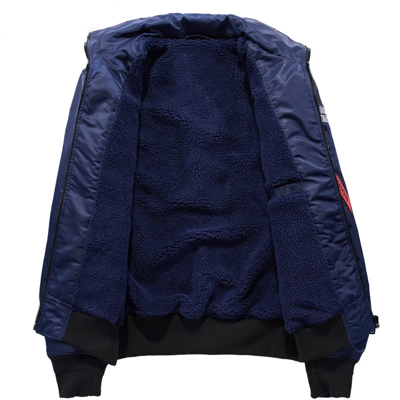 

Brand Bomber Jacket Men Winter Thick Warm Pilot Jackets Multi-pocket Ribbon Windbreaker Male Air Force Casacas Para Hombre
