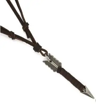 Мужские Винтажные кожаные ожерелья в стиле панк со стрелой кулоны цепочка для