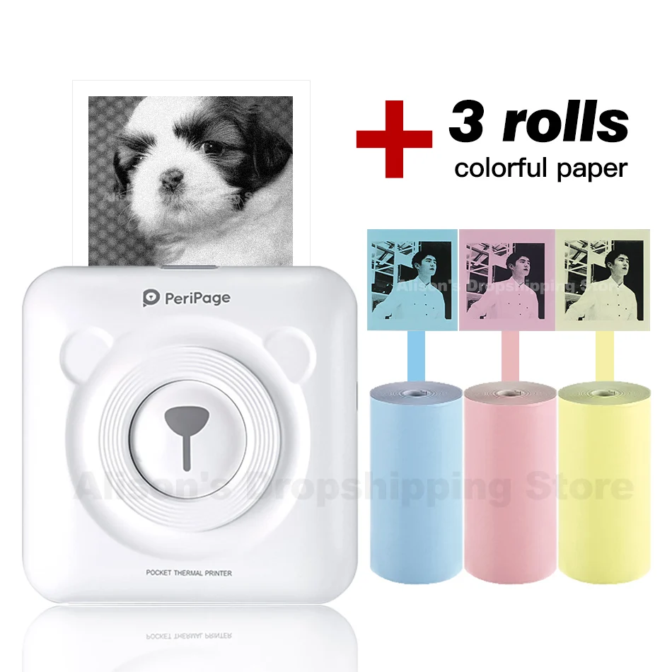 WH Add 3 Color Paper GZM5804 A6 PeriPage Мини Портативный Bluetooth беспроводной бумажный фотопринтер Карманный термопечать USB подключение Impresoras Fotos - Цвет: WH Add 3 Color Paper