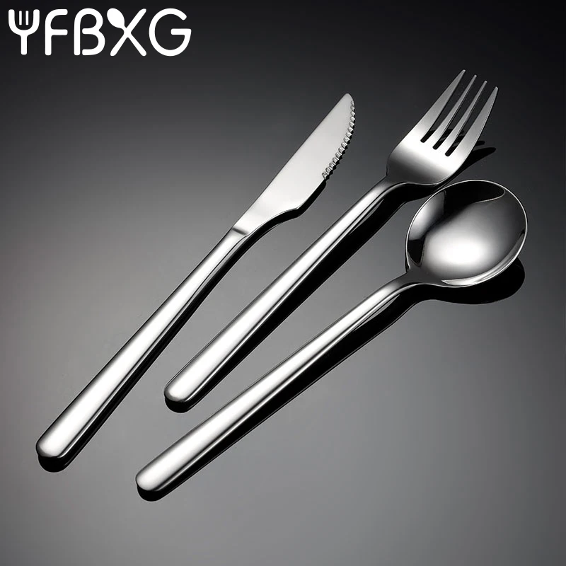 

18/8 Stainless Steel Cutlery Tableware Set Reusable Dinnerware Table Fork Spoon Knife Set For kids Kitchen Utensils Flatware Set