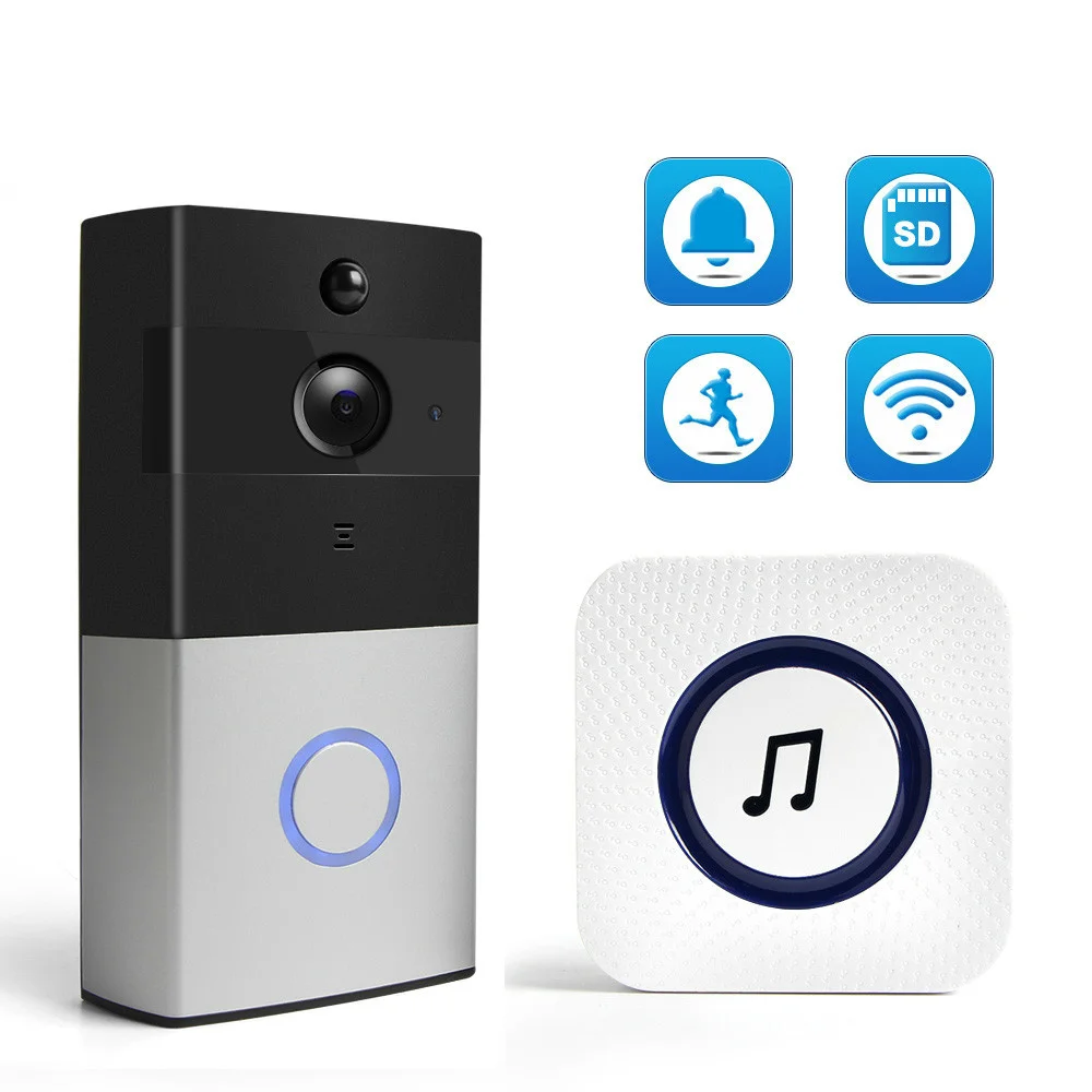 

IP video guard, with infrared detection, buzzer with WiFi, PIR, video, phone, camera, SD card, battery button, 720P Genuine
