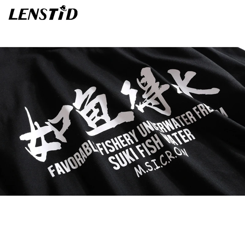 Мужская футболка в стиле Харадзюку LENSTID летняя уличная хип-хоп с принтом Красной