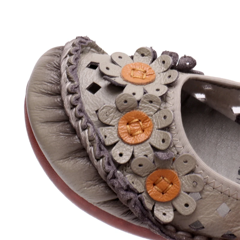 

Autumn handmade flower women's shoes genuine leather sandals female moccasins loafers soft outsole casual shoes flats A1-233