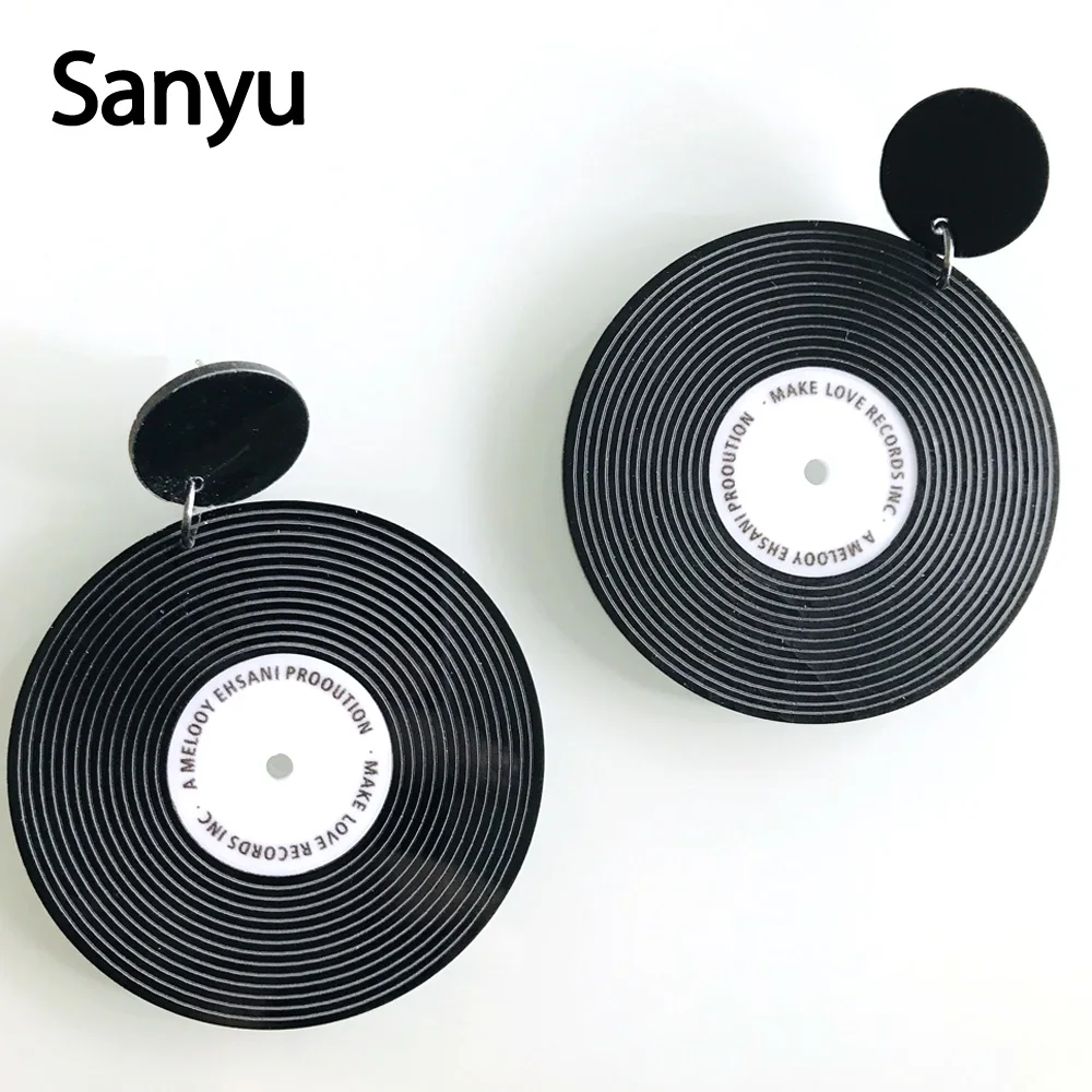 Женские виниловые серьги-подвески с виниловыми пластинками крутые большие
