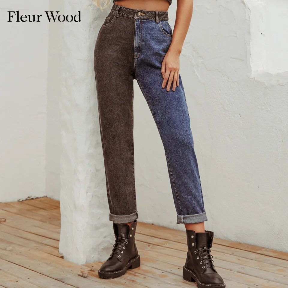 

Женские джинсы с высокой талией, штаны-карго с пэчворком