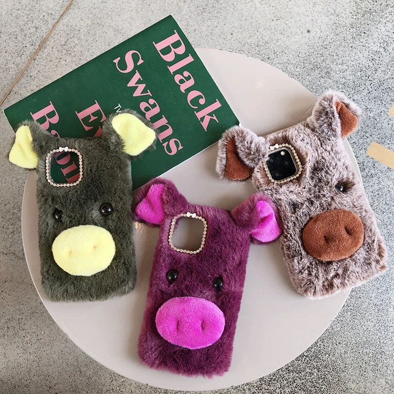 Модный красивый удачный силиконовый чехол с длинными волосами в виде свиньи Для