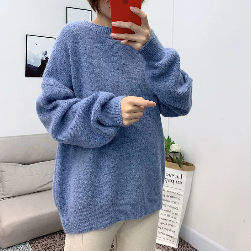Свитер Женский вязаный оверсайз мягкий Повседневный джемпер модный Свободный