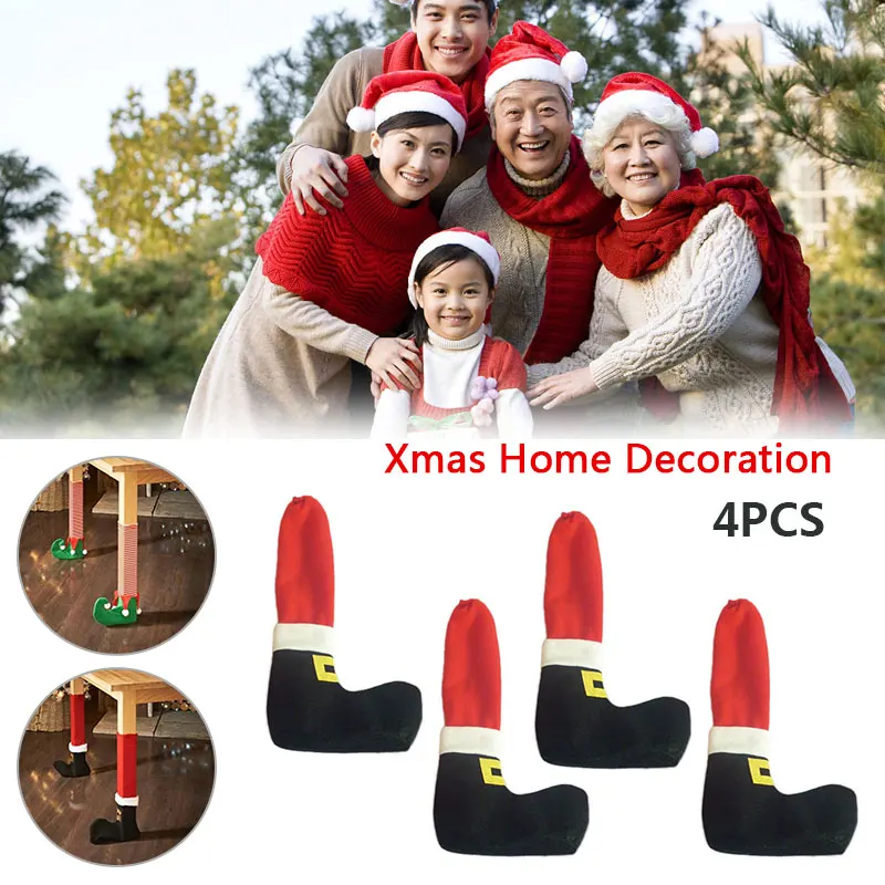 

4PCS Christmas Chair Table Leg Foot Socks Prevent Scraping Home Decorations Gift