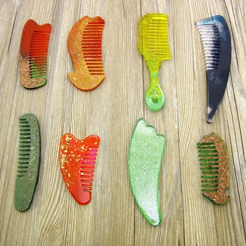 

10 Shape Comb 3D Transparent Epoxy Resin DIY Mold for DIY Comb Casting Silicone Mold Art Craft Making Handmade Comb Gift