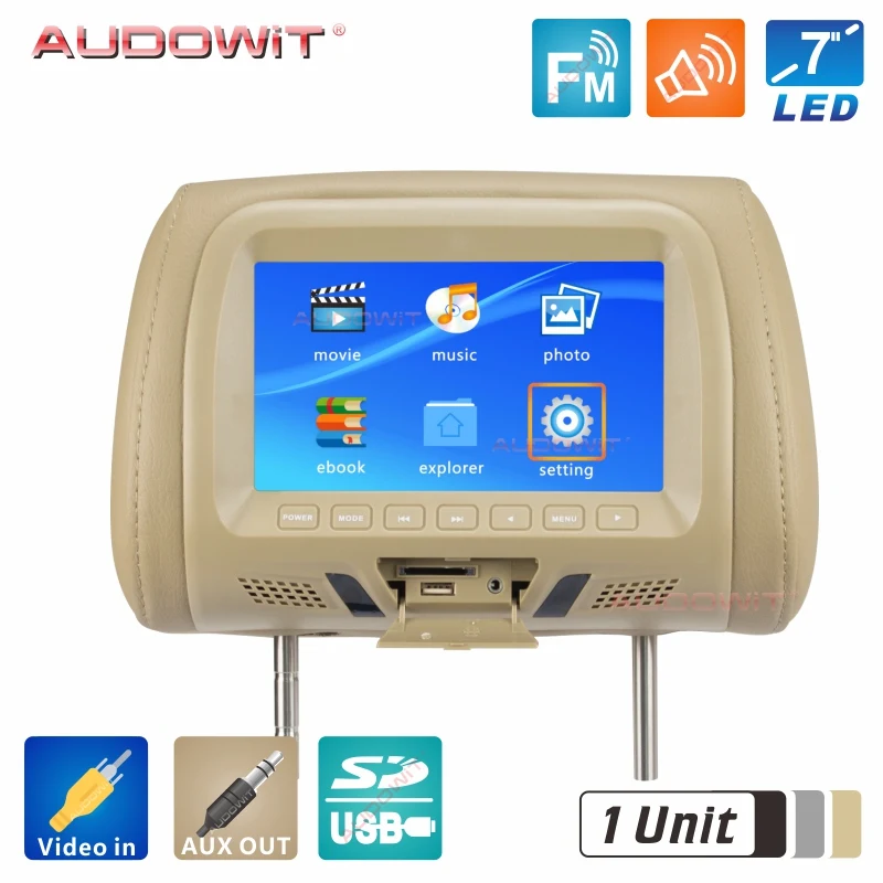 Новый черный 7 дюймов подголовник автомобиля MP4 монитор мультимедийный плеер