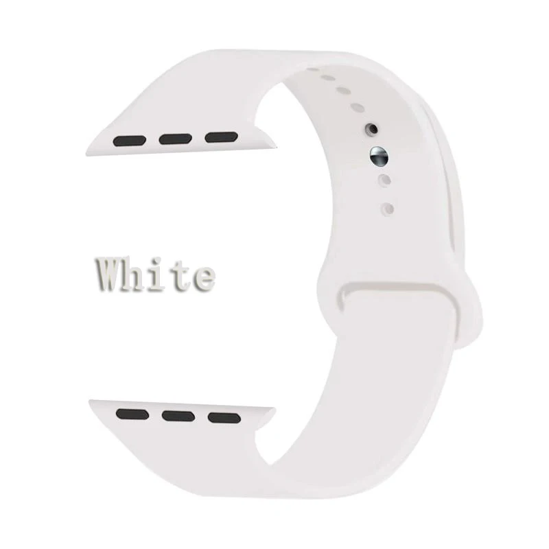 White Joyozy Sports soft silicone interchangeable apple watch band 42mm 38mm 40mm 44mm for iWatch series 5/4/3/2/1 apple watch band - Цвет ремешка: White