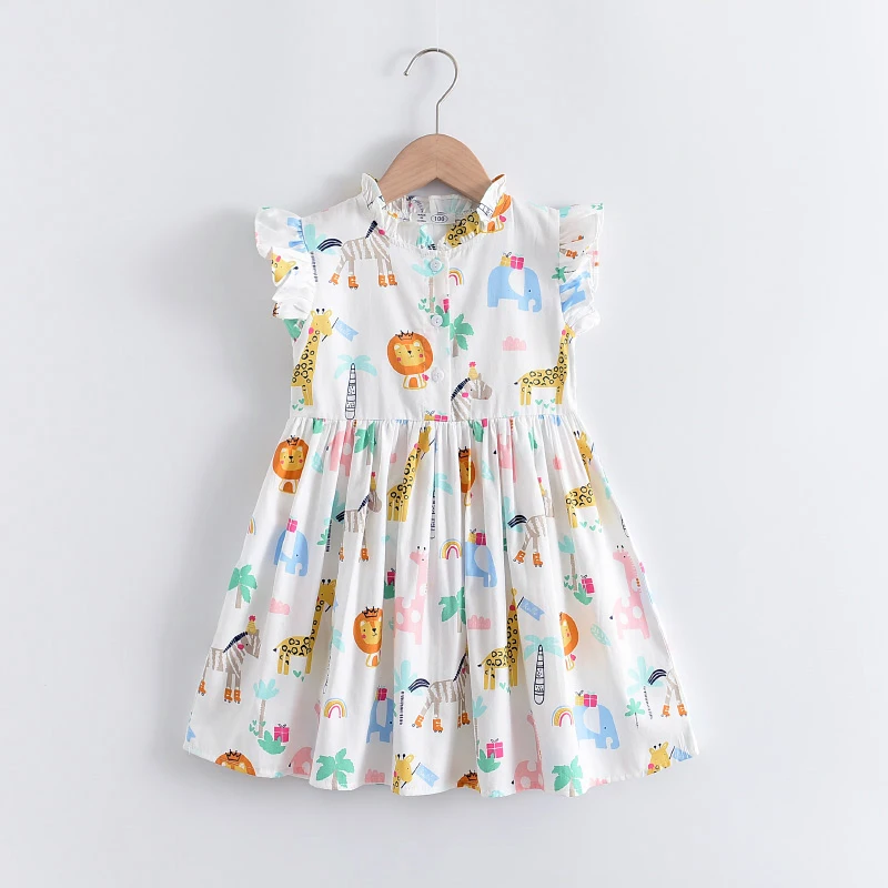 

Girl Dress 2021 New Summer Baby Girls Cartoon Print Toddler Kid Princess Party Clothes Children Dress Floral Dresses Vestido