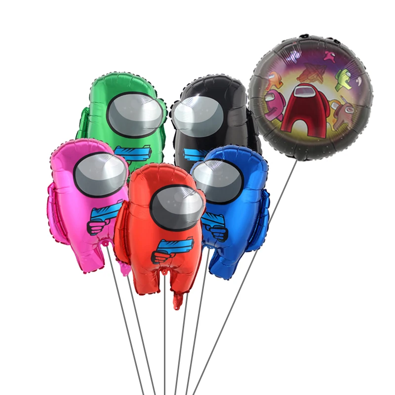 6Pcs Among Us Balloon Crewman Foil Ballon For Werewolf Party Decorations Kids Boy Games Birthday Party Supplies Ornament Baloons