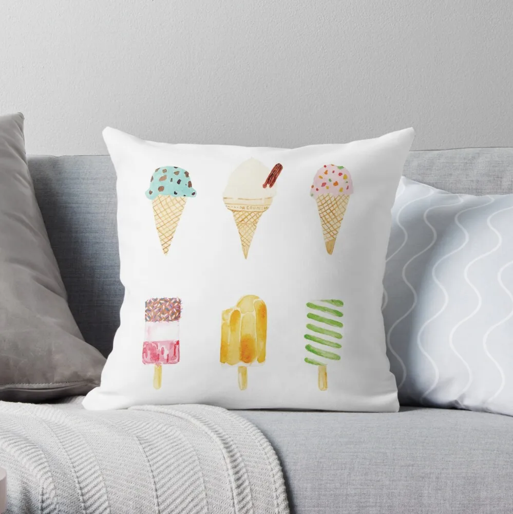 

ice cream selection Throw Pillow Customized Hot Sale Luxury Printing 3D Printing Square Pillowcase Throw Pillow Cover 45x45cm