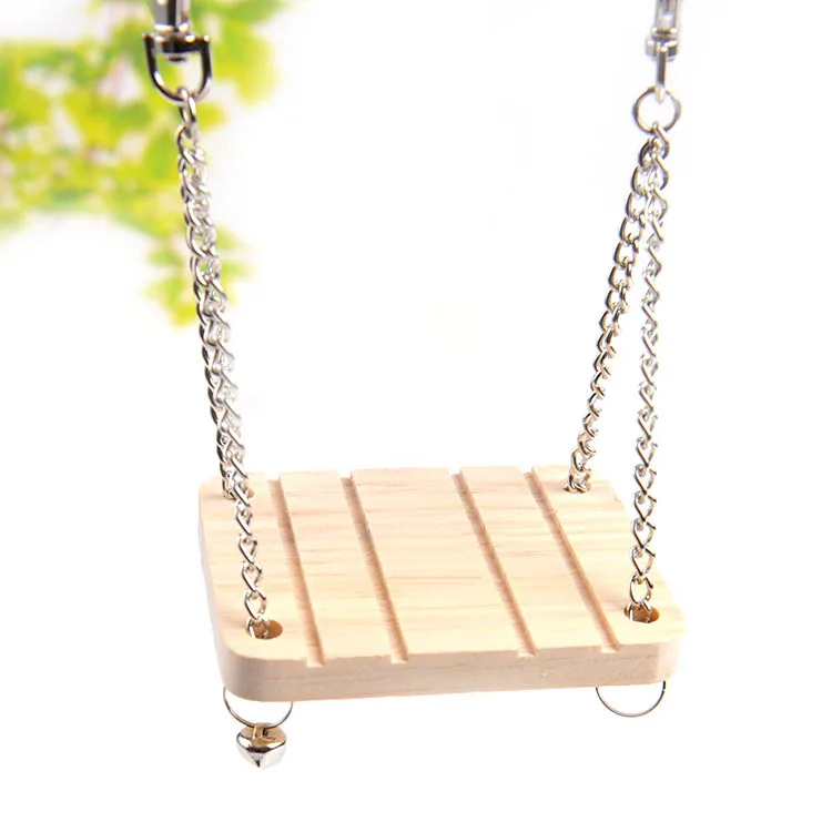 

1pcs Hamster Toys Bell Swing Wooden Hammock Small Pet Parrot Platform Hanging Wooden Bridge Summer Pet Supplies Accessories