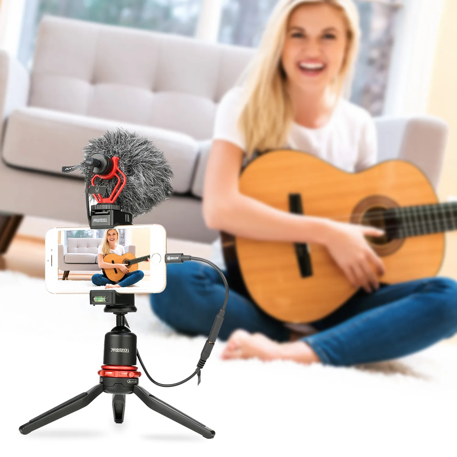 BOYA BY-K3 6cm Audio Adapter Cable 3.5mm TRRS Female to Apple MFi Certified Lightning for iPhone iPad iPod touch iOS devices