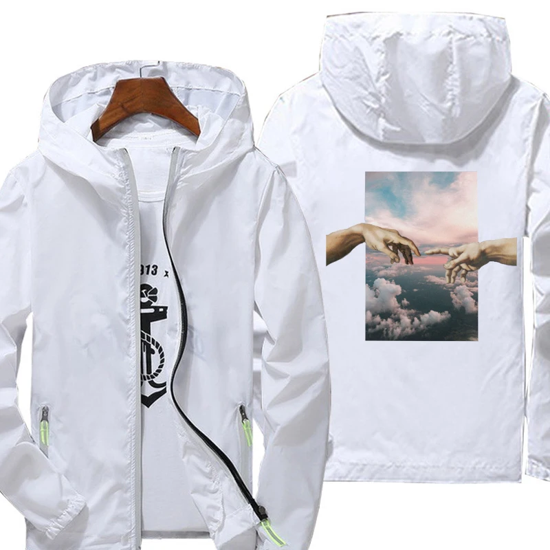 

Jacket spring autumn fashion MICHELANGELO ​print top men's casual zipper jacket men's jacket large size
