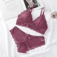 sexy women lace bra lingerie set padding bralette lace panties and bras set cropped tops intimates seamless underwear set