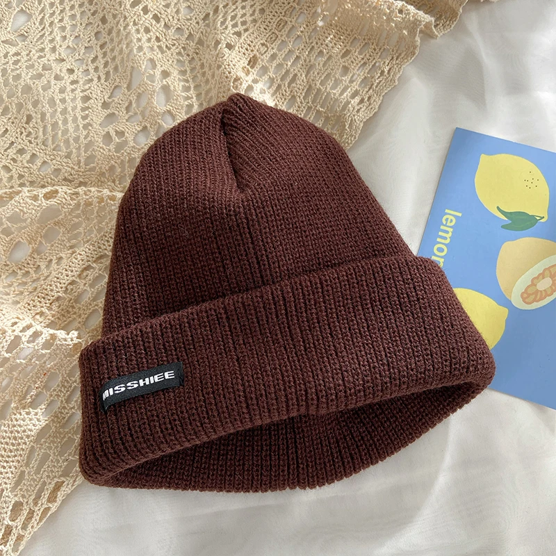 Knitted wool hat autumn winter Korean version of the tide brand wild Japanese patch letter melon leather warm male |