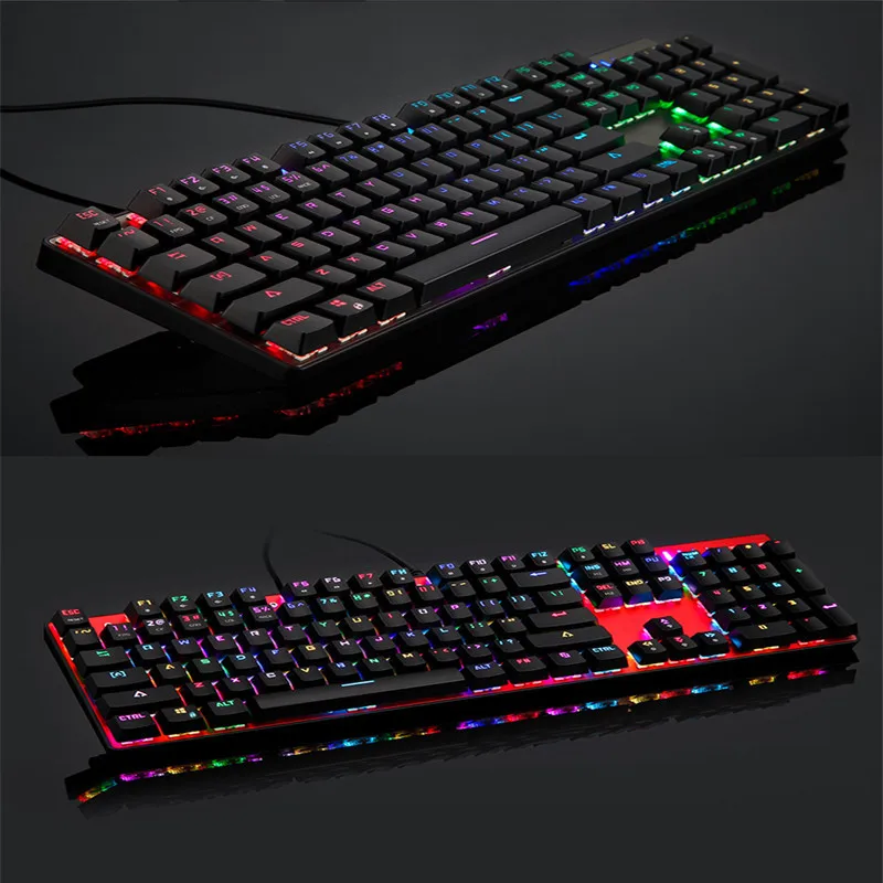 Motospeed CK104 игровая механическая клавиатура Русский Английский красный переключатель синие металлические Проводные светодиодный фоновая подсветка RGB Anti-Ghosting для геймера