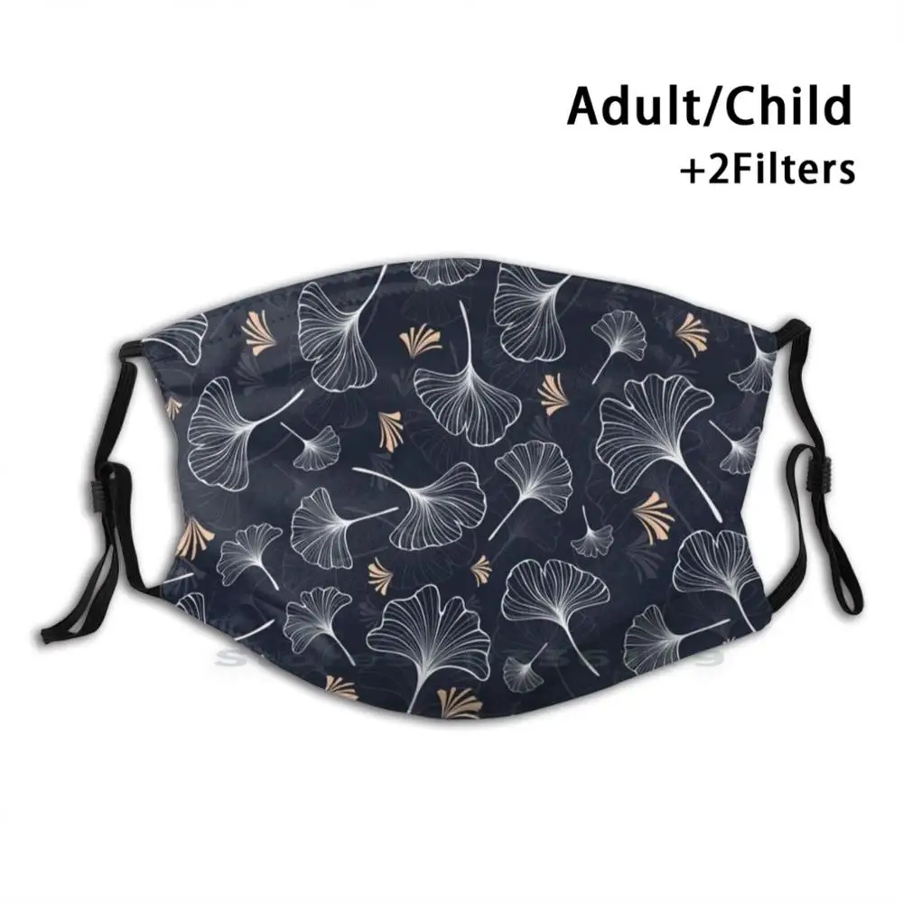 

Navy Modern Ginkgo Pattern Design Anti Dust Filter Washable Face Mask Kids Navy Pattern Ginkgo Leaves Pattern Modern Pattern