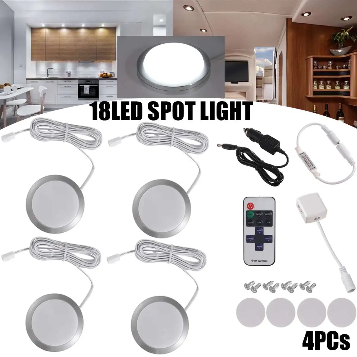 

4/8/12pcs 12V Car Interior White 18LED Spot Roof Light White Light 2.5W Reading Lamp For VW T4 T5 Camper Van Caravan Motorhome