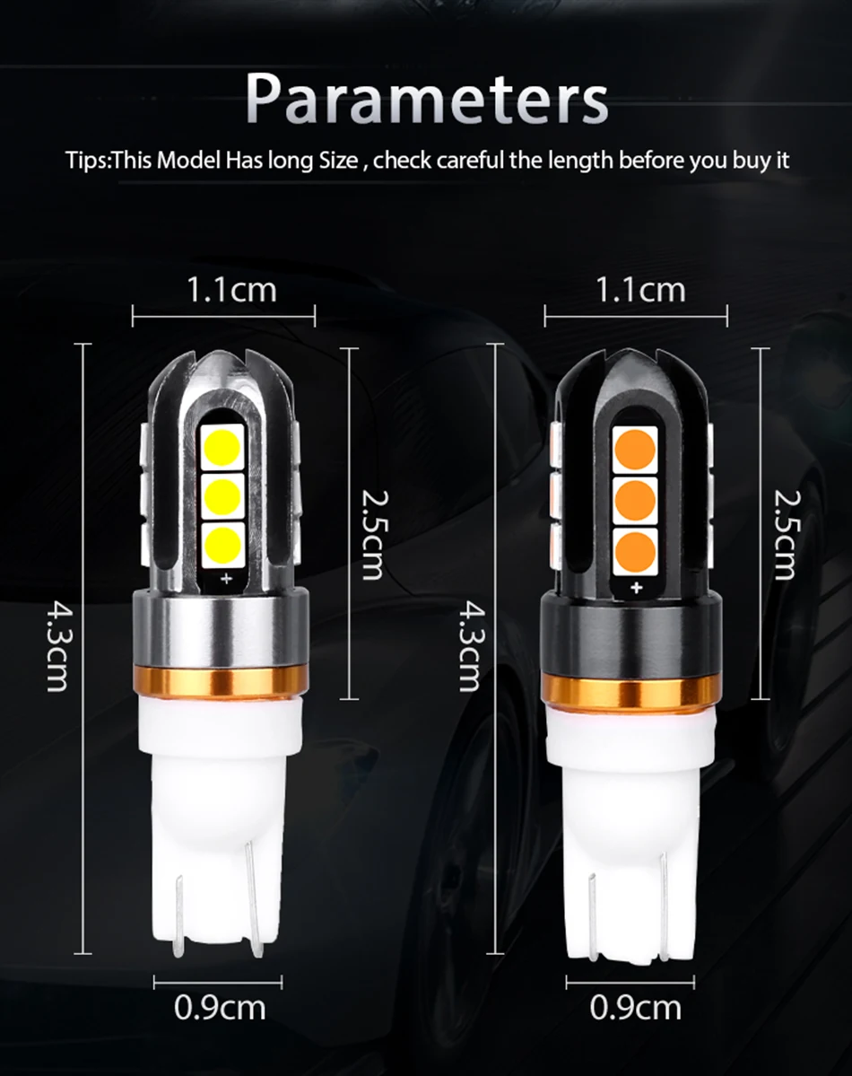 HLXG T10 светодиодный W5W 3030 168 194 авто Интерьер стоп-сигнал для чтения Габаритные огни Сигналы поворота для мотоцикла лампы 12V 24V неполярный