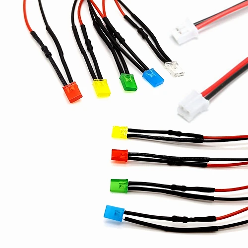 

100Pcs 24V 36V 48V 110V 220V Squared 2*5*7mm LED With 20cm Red&Black Wire And PH2.0 Plug Light=White Red Blue Green Yellow