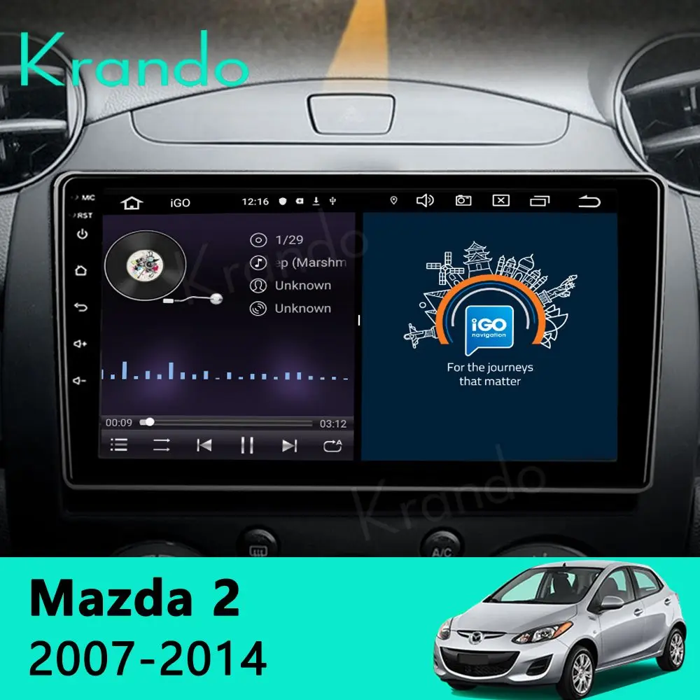 Krando Android 10.0 9&quot IPS Full Touch Car Multimedia Radio For Mazda 2 2007-2014 Audio GPS Carplay DSP WIFI | Автомобили и