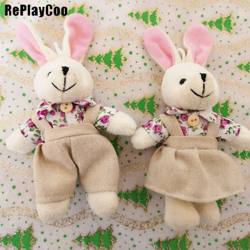 

6PCS/LOTMini rabbit Stuffed Plush Toys 11cm Small rabbit Stuffed Toys Pendant Kids Birthday Gift Party Decor dolls DTZ07