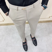 summer mens business casual trousers black stretch leggings autumn winter long pants slim style in korean version suit pants