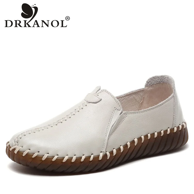 DRKANOL 2021 Сезон весна осень Ручная работа Туфли на плоской подошве из натуральной