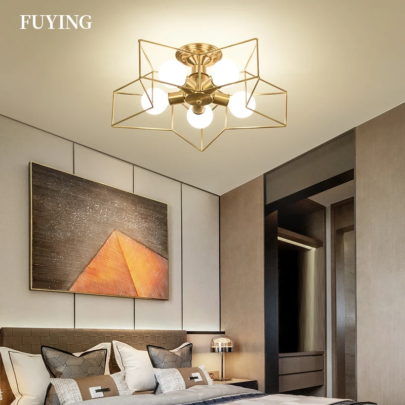 Винтажный промышленный потолочный светильник с утапливаемым креплением Золотая