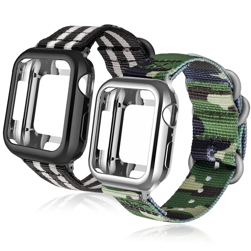 Нейлоновый спортивный ремешок + чехол для apple watch 5 4 3 2 1 серии 42 мм 44 подходит Iwatch 38