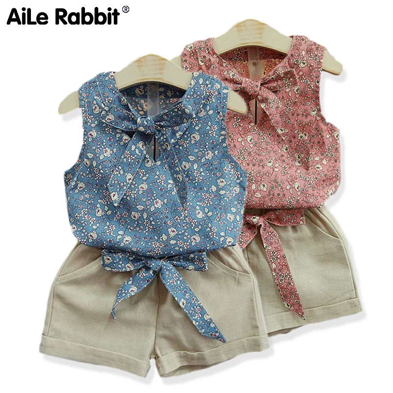 Aile Rabbit/Розничная Мода мультфильм девочек летняя одежда Детские Костюмы детская