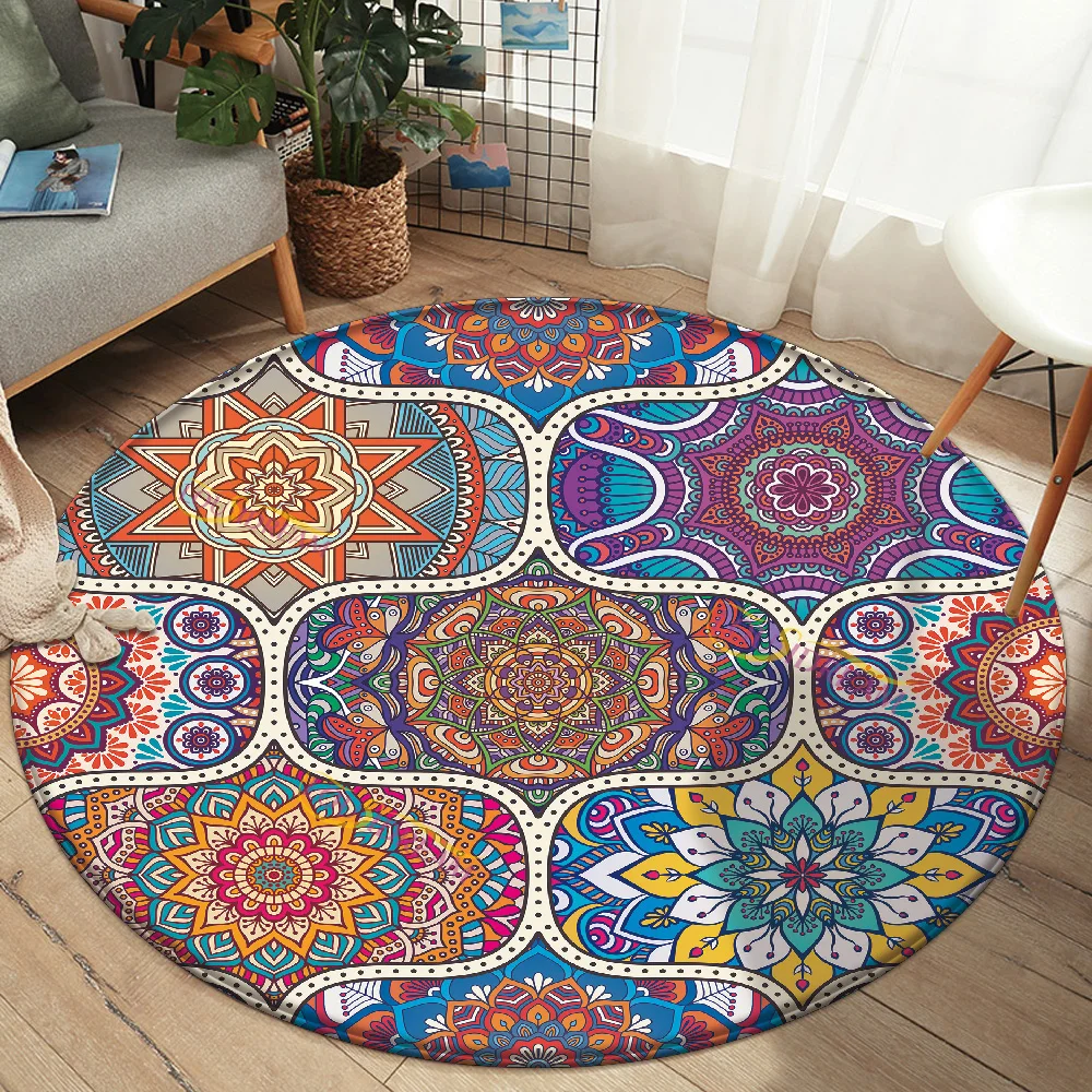2022 Mandala Print Round Kitchen Mat Anti-slip Modern Area Rug Living Room Balcony Flowers Carpet Doormat Geometric Bath | Дом и сад
