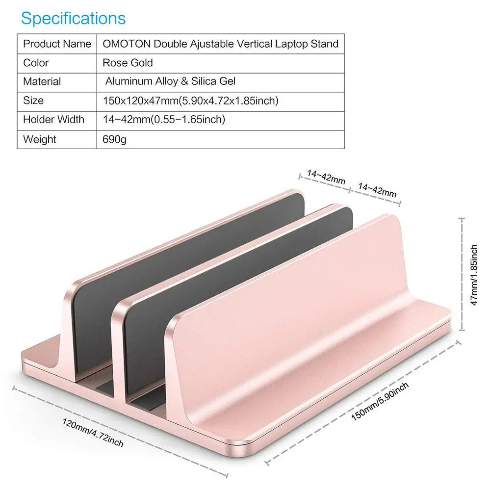 Двойная вертикальная подставка для ноутбука алюминиевая портативная