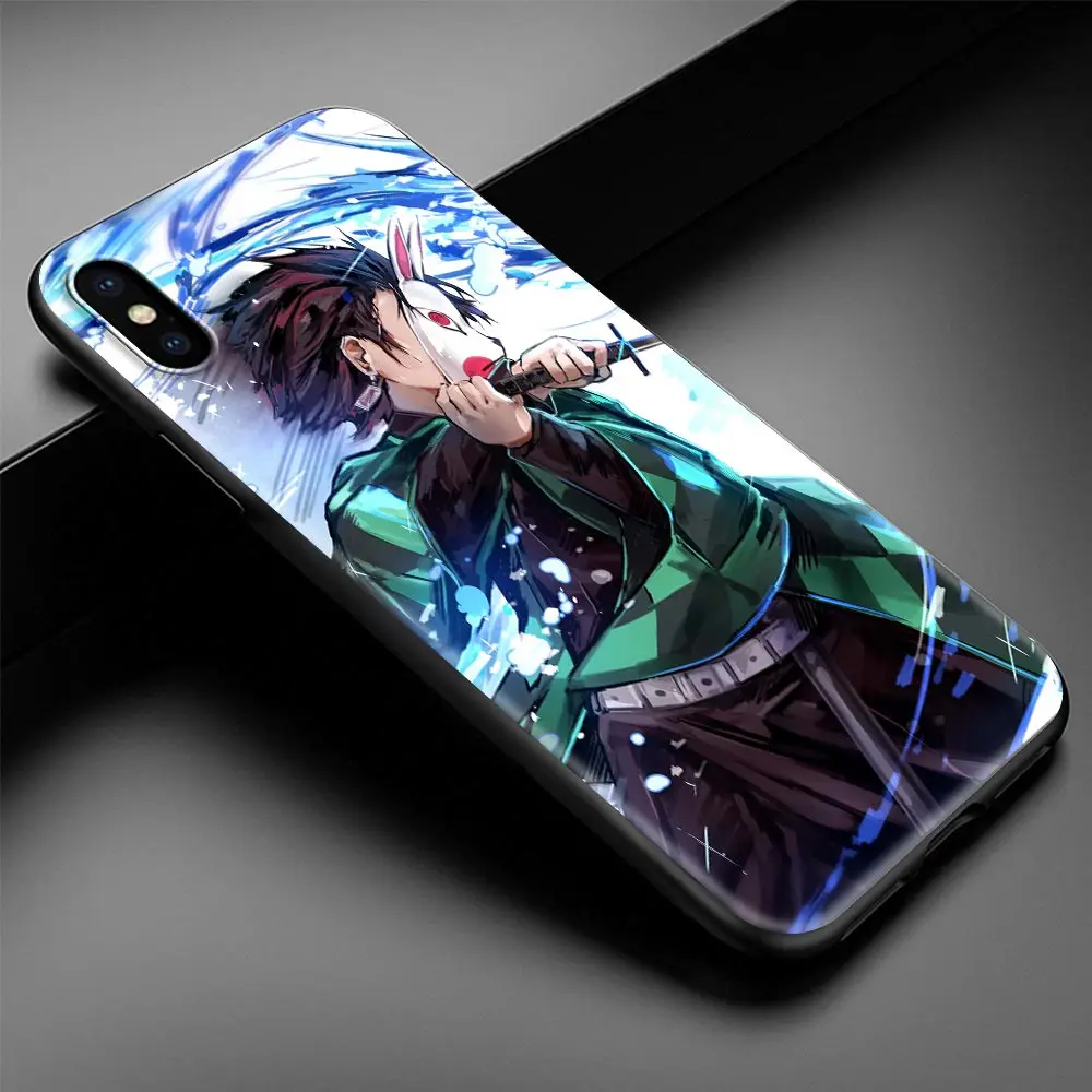 Case for iPhone 11 12 13 Pro Max X XS Max XR SE 2020 7 8 12 13 Mini 6 6S Plus Soft Black Phone Coque Anime Demon Slayer Kimetsu images - 6