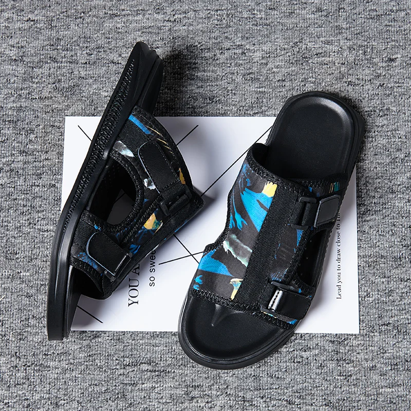 Мужские Пляжные шлепанцы удобная повседневная обувь брендовые уличные тапочки