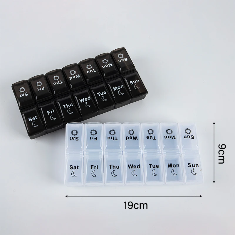 

2 Row (AM PM) 7 Days Weekly Pill Case 14 Grids Medicine Tablte Dispenser Organizer Pill Box Pill Storage Organizer Container