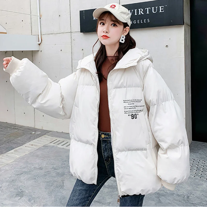 Spring Woman Winter Jacket Cartoon Parka Coat Female Hooded Warm Short Jackets Casual Jacket Plus Size Coat Femme Harajuku