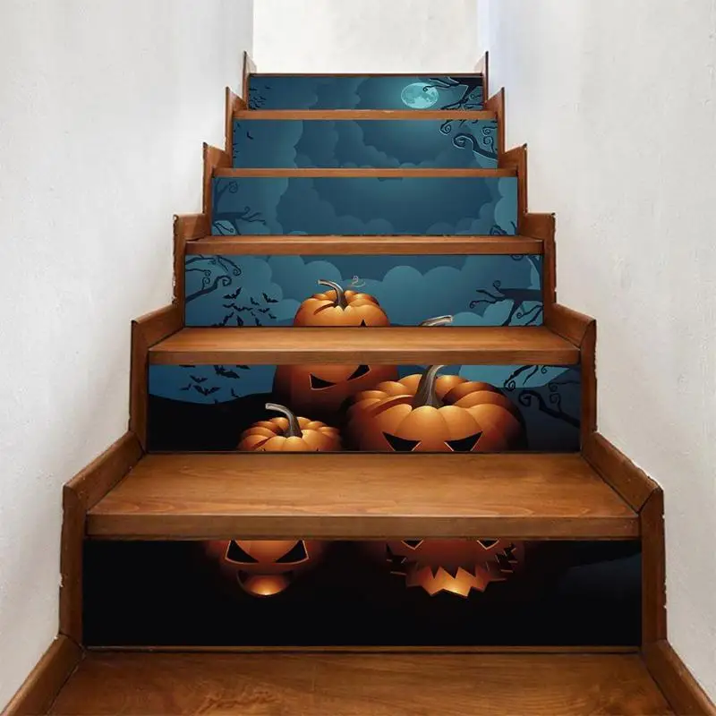 6 шт ПВХ лестницы наклейки Хэллоуин украшения самоклеющиеся водонепроницаемые
