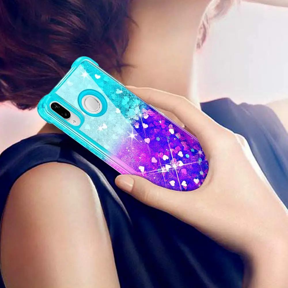 Case For Huawei P Smart 2019 Gradient Quicksand Glitter Soft TPU Air Cushion Bumper Cover for Honor 10 Lite | Мобильные телефоны и