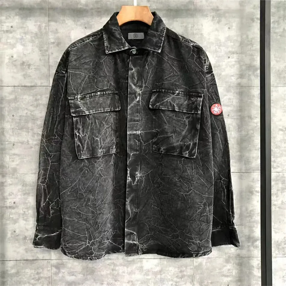 

Cav Empt Distressed Faded Denim Shirts Men Women Jacket Vintage Shirt Cavempt Shirts japanese fashion men clothing