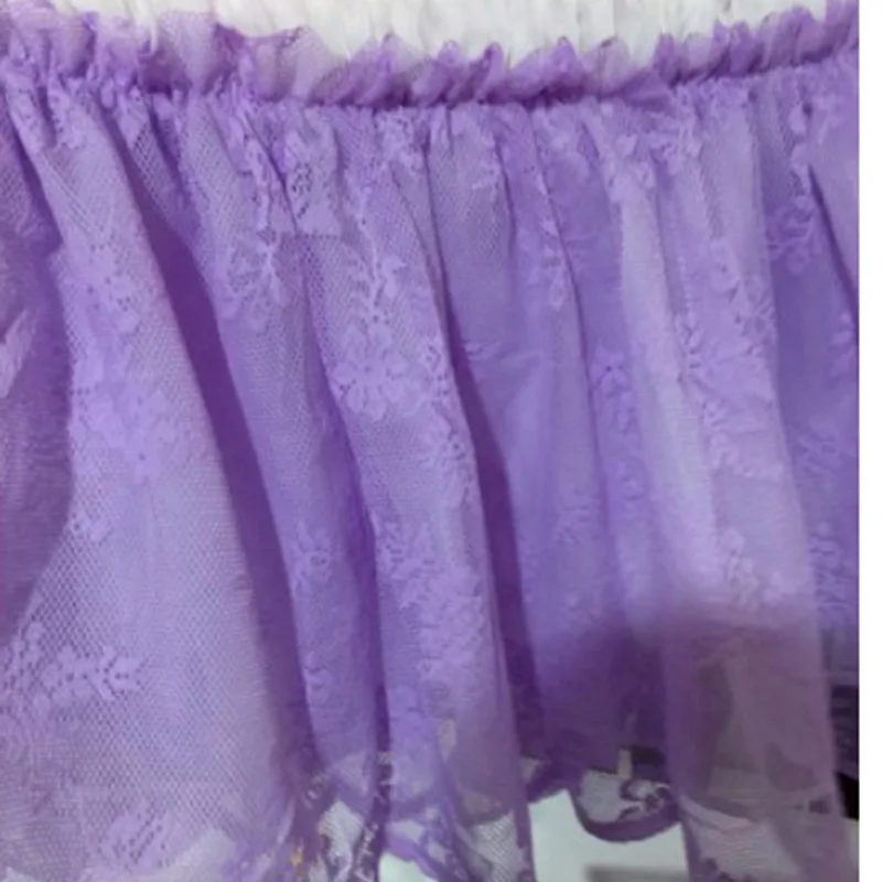 Purple Кружевная юбка для кровати, эластичное покрывало для кровати, покрывало, без поверхности, с рюшами, юбка для кровати, украшенная цветами, юбка для кровати, для свадебного торжества, с подсветкой - Цвет: Purple
